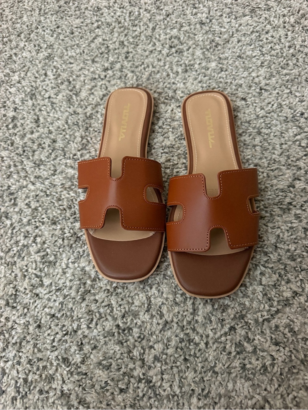 Brown Slide Sandals for Women - Sleek Cutout Strap
